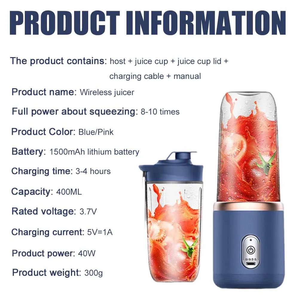 Соковыжималки Ashowner 400 мл блендер из нержавеющей стали соковыжималка с зарядкой