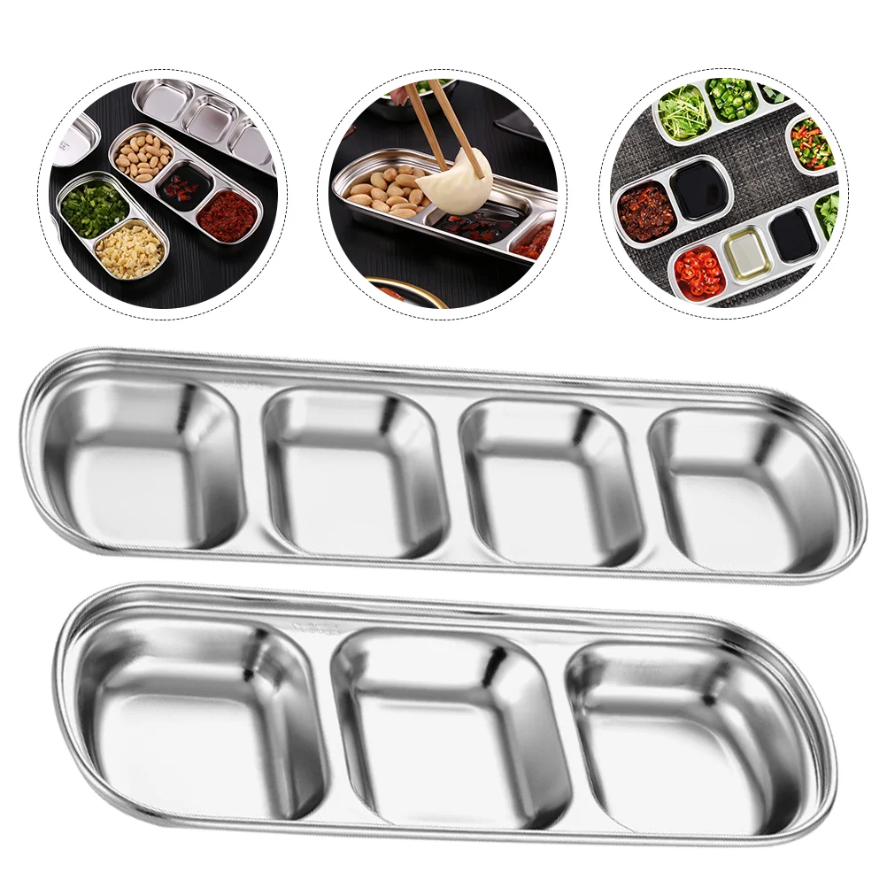 

2Pcs Snacks Dishes Appetizer Snack Bowls Multi-grid Plates for Kitchen