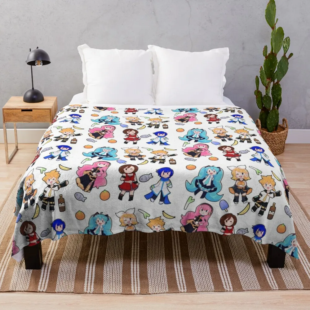 

Vocaloid chibi chaos!Throw Blanket Decorative Bed Blankets