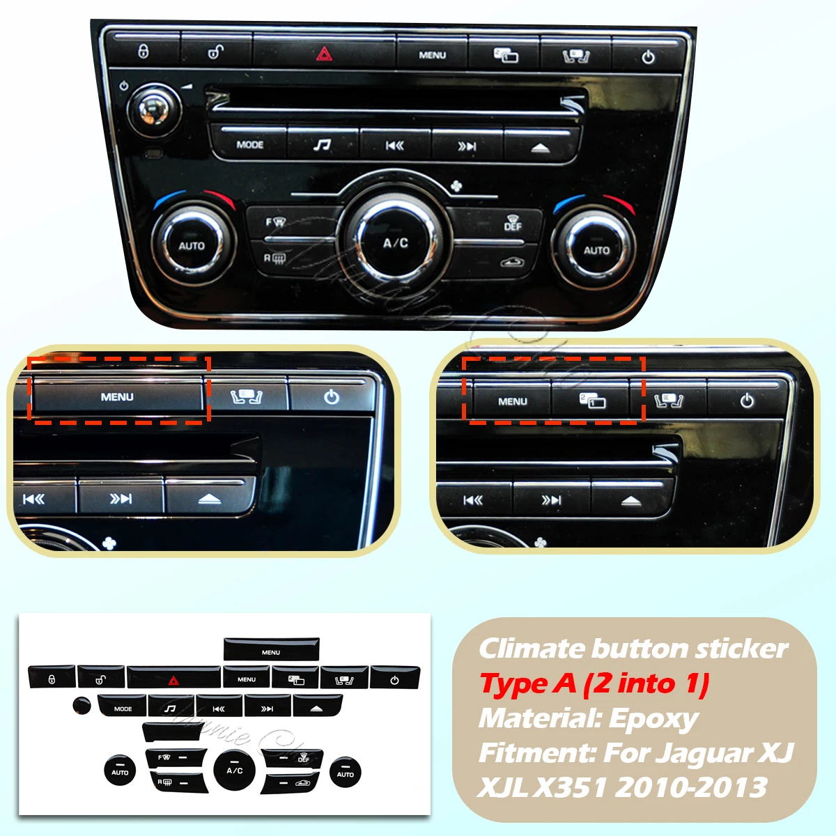 

Для Jaguar XJ накладка на переключатель климата 2010-2015 внутренняя кнопка наклейка для Jaguar XJL X351 автомобильные аксессуары обновление мультимедиа