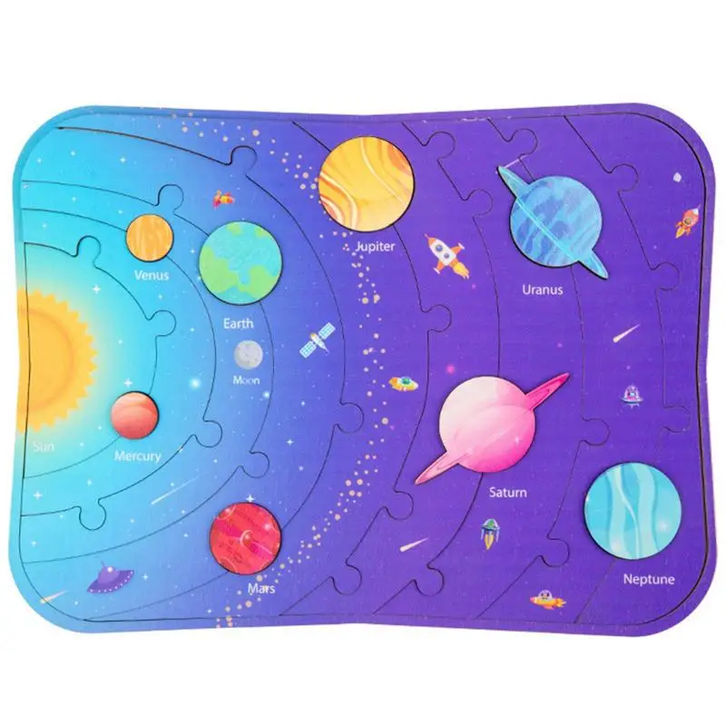 

Durable Space Puzzle Wooden Planet Matching Space Jigsaw Learning Gift For Boys And Girls Creative Toddlers Educational Toys