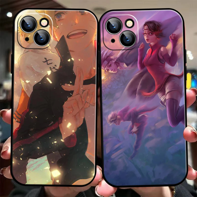 

Japan NARUTO Anime Phone Case For iPhone 11 13 12 Pro Max 12 13 Mini X XS XR MAX 5 6 7 8 Plus Liquid Silicon Black Carcasa
