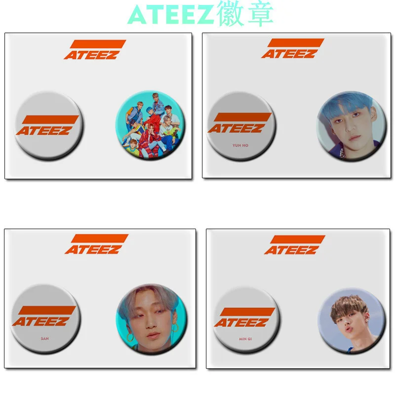 

2pcs/set Kpop ATEEZ Combination Badge TREASURE Photo album brooch Accessories kpop ATEEZ SEONG HWA HONG JOONG Badge