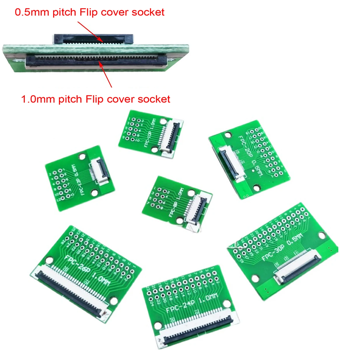 5PCS FFC / FPC Adapter Board  Two-sided 1.0mm And 0.5mm to 2.54mm Soldered Connector 6/8/10/12/20/24/26/30 Pin