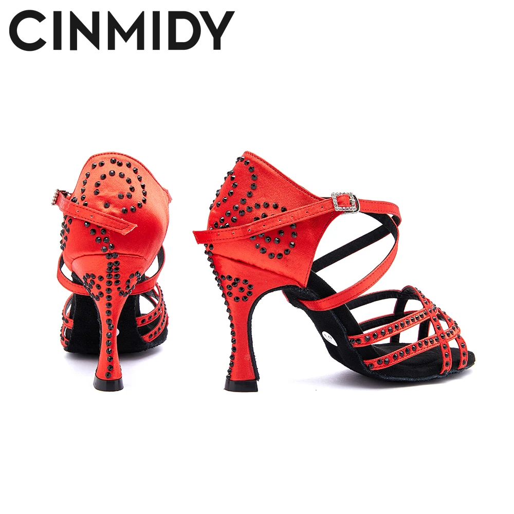 Женские туфли для латиноамериканских танцев CINMIDY красные из латекса с мягкой