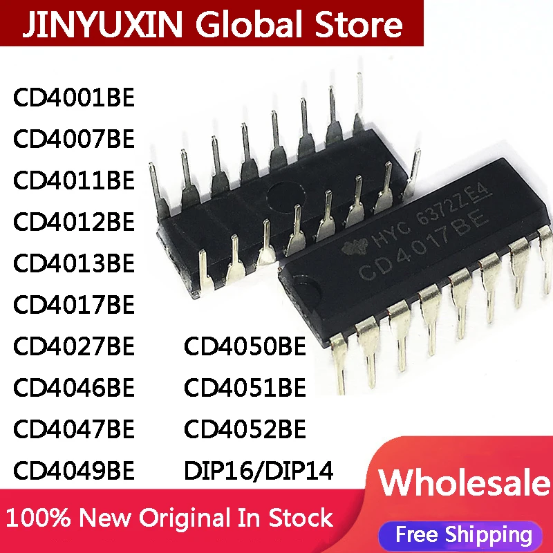 Чип CD4017BE CD4001 CD4007 CD4011 CD4012 CD4013 CD4017 CD4027 CD4046 CD4047 CD4049 CD4050 CD4051 CD4052 DIP16 DIP14 IC, 10 шт.