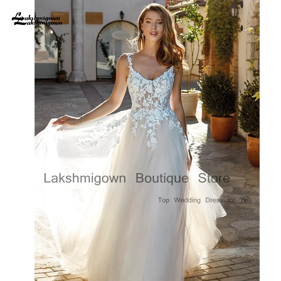 Lakshmigown Светлое пляжное корсетное свадебное платье цвета шампанского для женщин