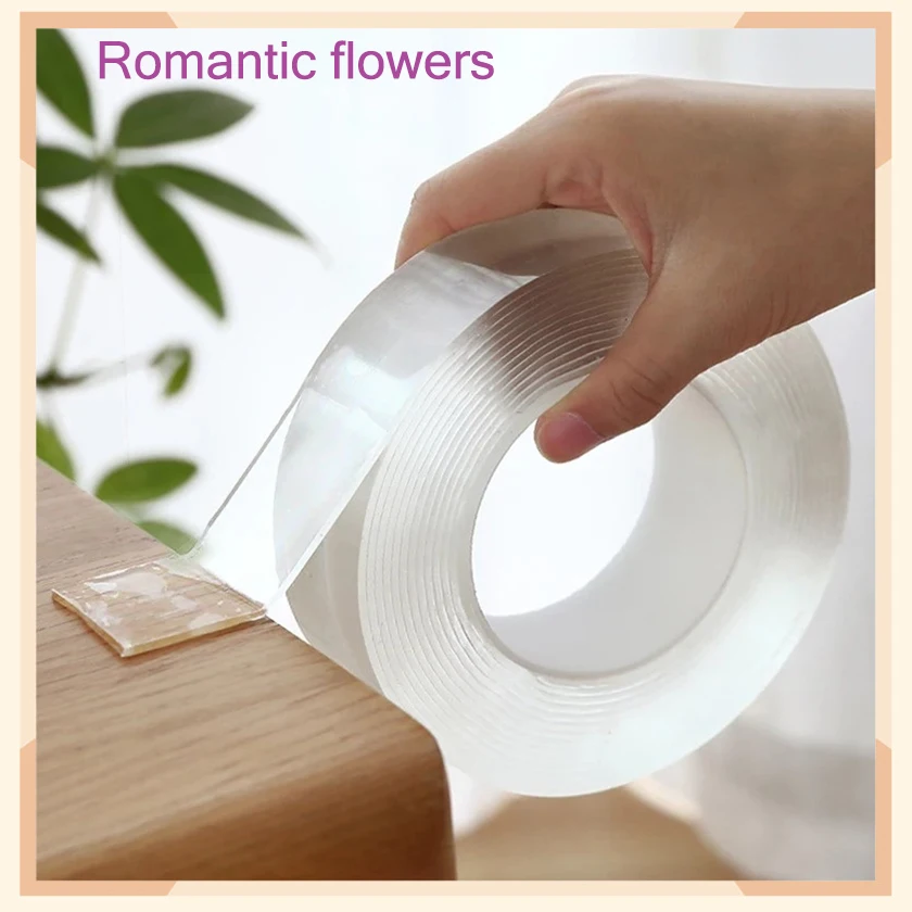 

1/2/3/5M Nano Tape Double Sided Tape Transparent Reusable Waterproof Adhesive Tapes Cleanable Kitchen Bathroom Supplies Tapes