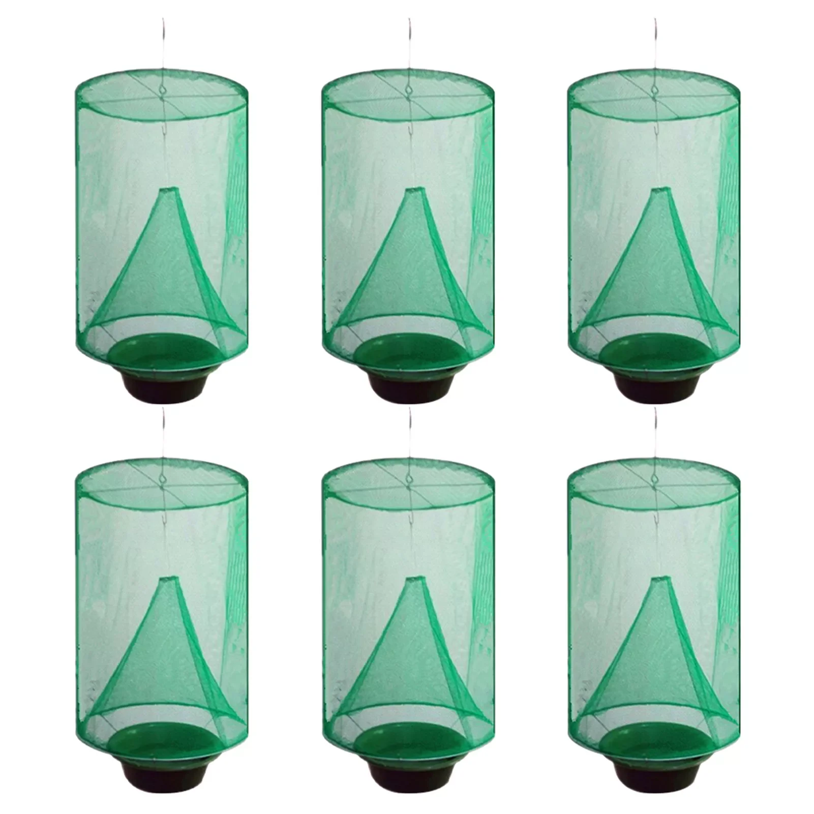 

6pcs Hanging Cages Garden Foldable With Bait Bowl Easy Use Catching Fly Trap Reusable Summer Outdoor Ranch Mesh Pest Control
