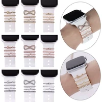 for apple watch band diamond love ornament metal charms decorative ring creative brooch smart watch silicone strap accessories