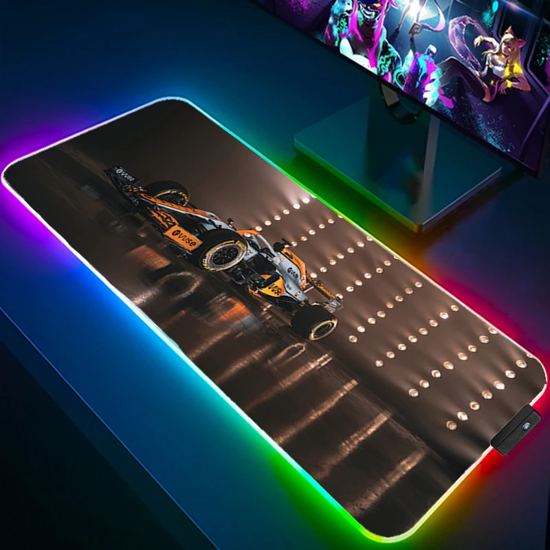 

Rgb коврик для мыши, большой игровой коврик для мыши, аниме F1, автомобильная клавиатура, компьютер с подсветкой, Настольный коврик для офиса, У...