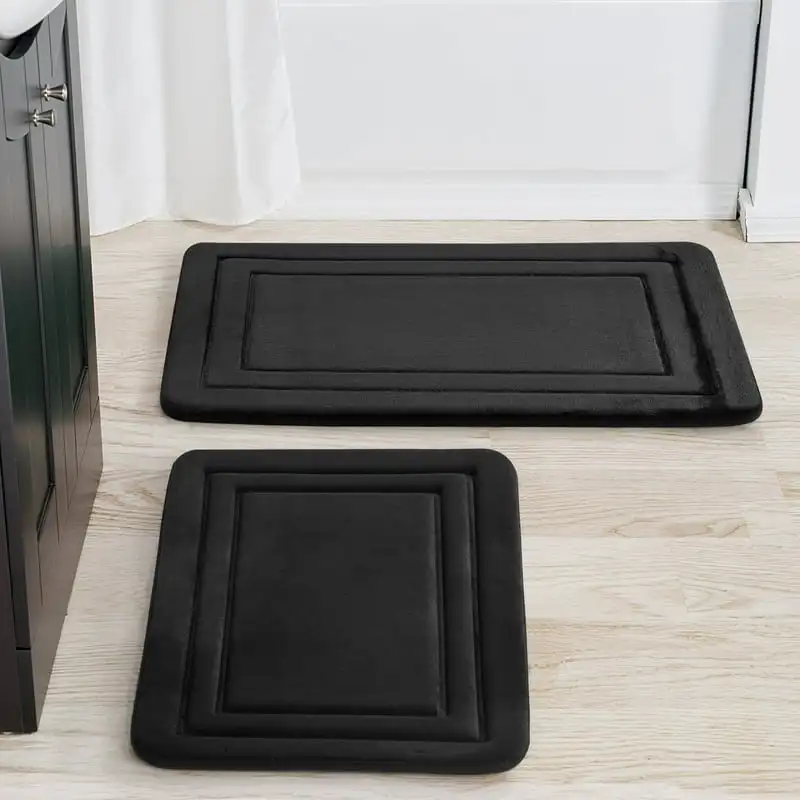 

Piece Black Memory Foam Bath Rug Set, Available in Multiple Colors