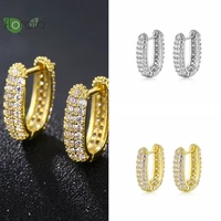 925 sterling silver needle shiny zircon hoop gold earrings for women simple fashion hoop earrings wedding high luxury jewelry