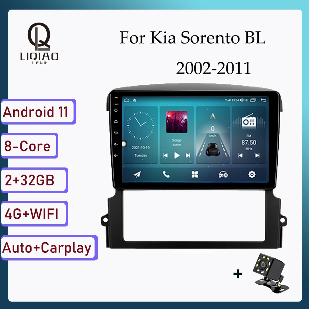 

Автомагнитола Carplay 2 Din для KIA Sorento BL 2002-2011, Android, автомобильный мультимедийный плеер, головное устройство, GPS, фонарь, Wi-Fi, 4G, DVD