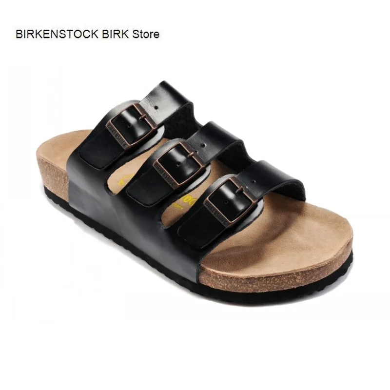 

Free Shipping BIRKENSTOCK BIRK Summer Three Button Cork Slippers Sandals Arizona Couple Men's and Women's Shoes Beach Shoes