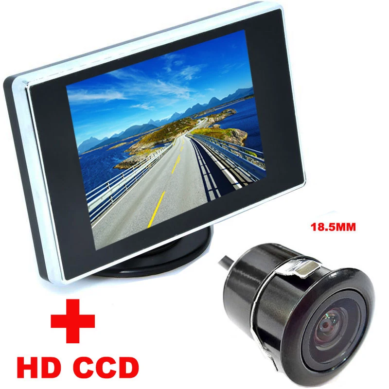 

Система помощи при парковке автомобиля 2 в 1, цветной ЖК-монитор 3,5 дюйма + CCD 18,5 мм камера заднего вида автомобиля, резервная камера