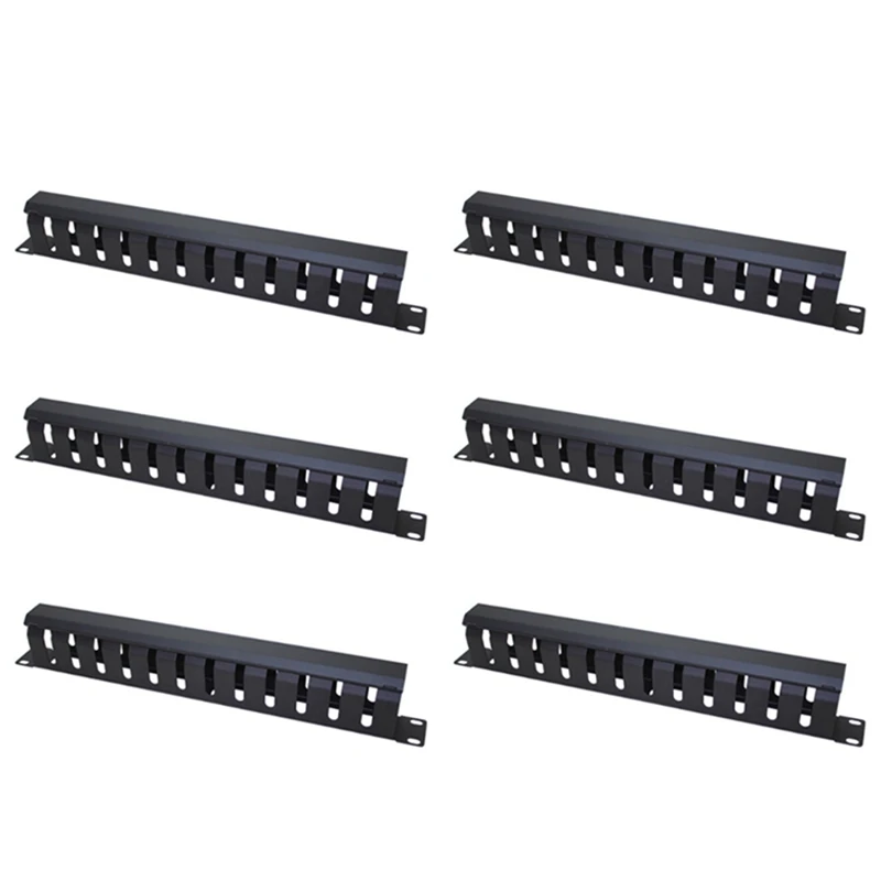 

6X 1U Cable Management Horizontal Mount 19 Inch Server Rack , 12 Slot Metal Finger Duct Wire Organizer With Cover