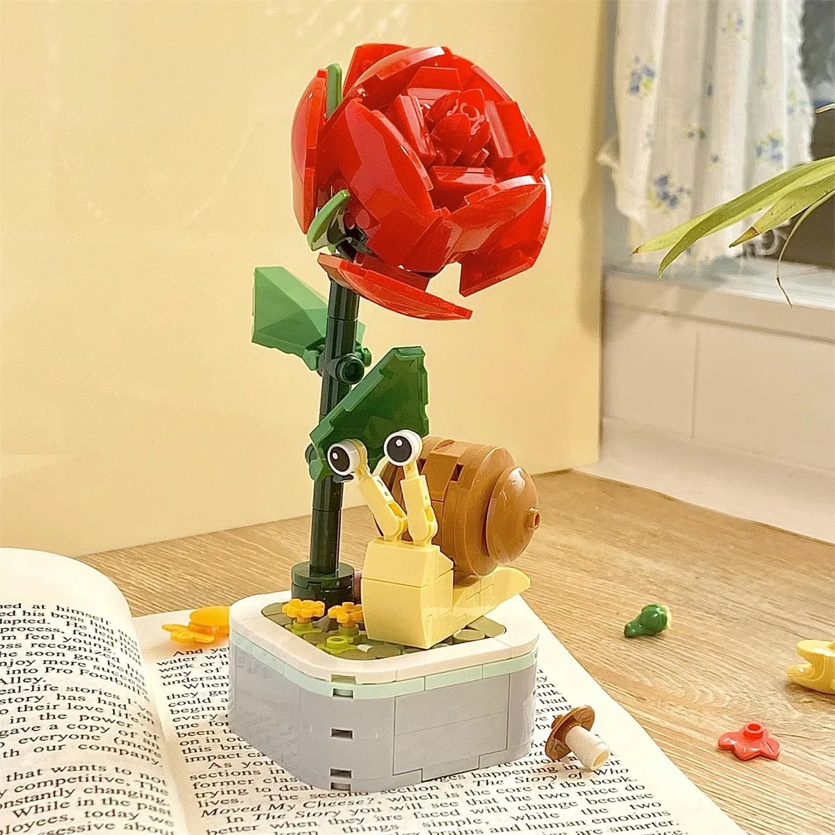 Фото Одиночный, Алмазный 103A-D совместимый с Lego РОЗА Подсолнух в горшке строительные блоки цветок игрушка украшение №2