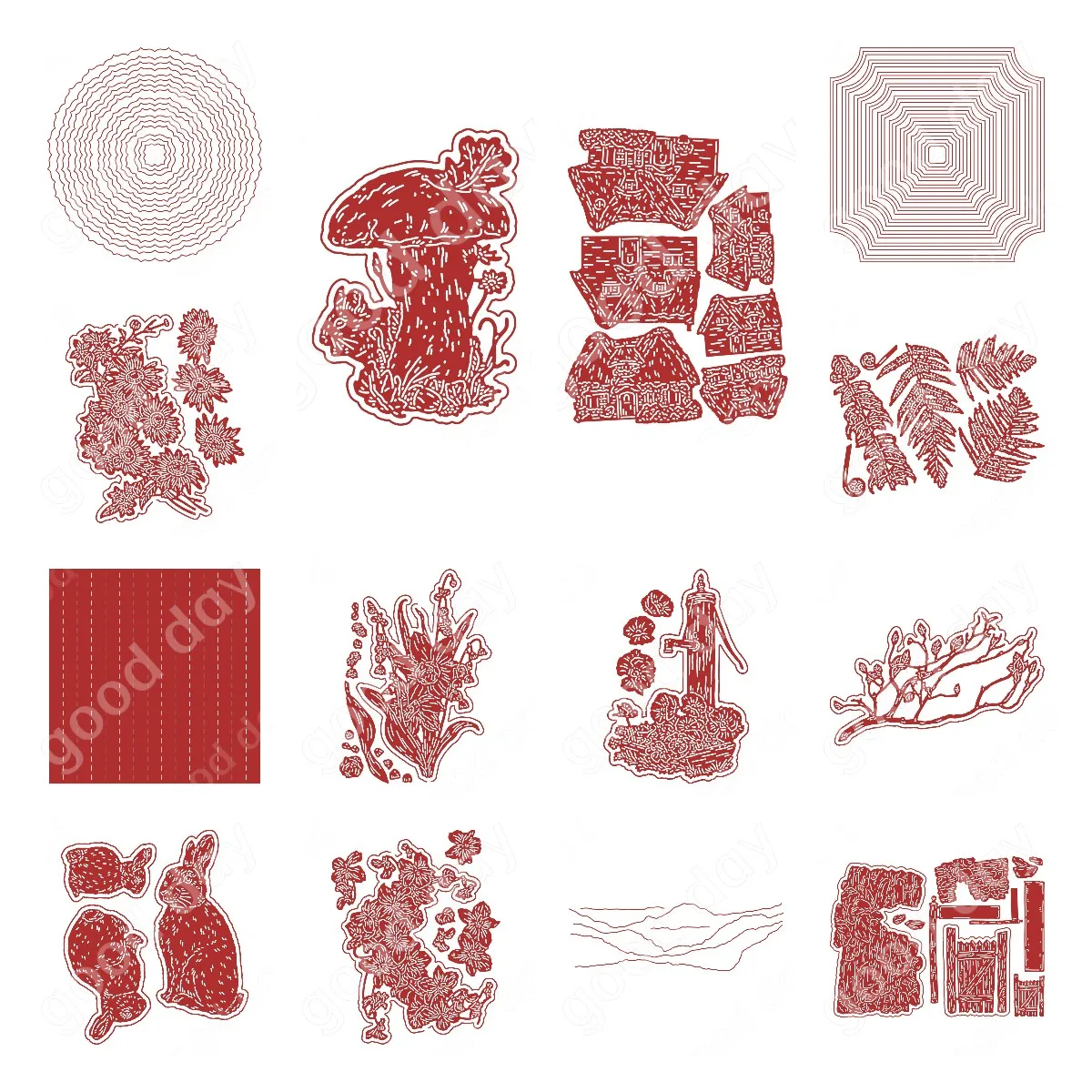 

Arrival 2023 New Bunny Mushroom Flowers Metal Cutting Dies Scrapbook Diary Decoration Embossing Template Diy Card Handmade