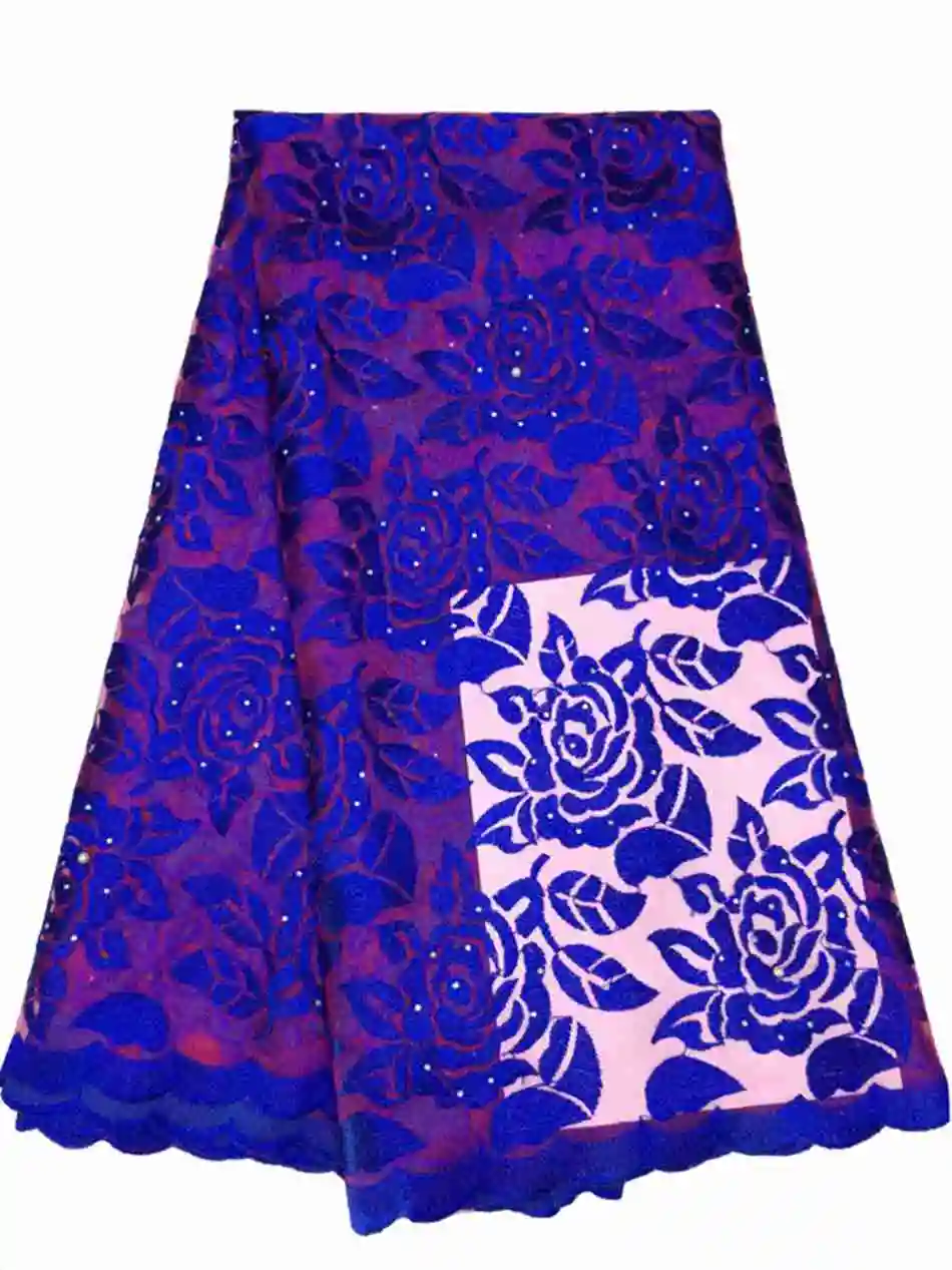 

Африканская кружевная ткань королевский синий французский тюль материал с камнями для шитья свадебного платья