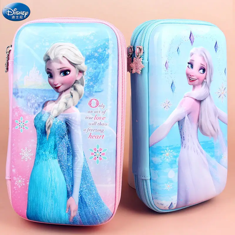 

Disney Eva Pencil Bag Elementary School Student Large Capacity Pencil Case Children Princess 3D Waterproof plus Size Frozen Elsa