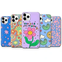 cottagecore frog hippie phone case for iphone 13 12 11 pro max mini xs x xr 8 7 plus 6s 6 se 2020 transparent cover