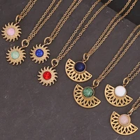 sunflower sector diamond inlay clavicle necklace for women bohemian fashion stainless steel golden choker necklaces couple gifts