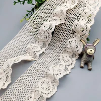 hot beige stretch cotton thread crochet ruffled lace soft diy childrens clothing sleeves short skirt extended fabric decoration
