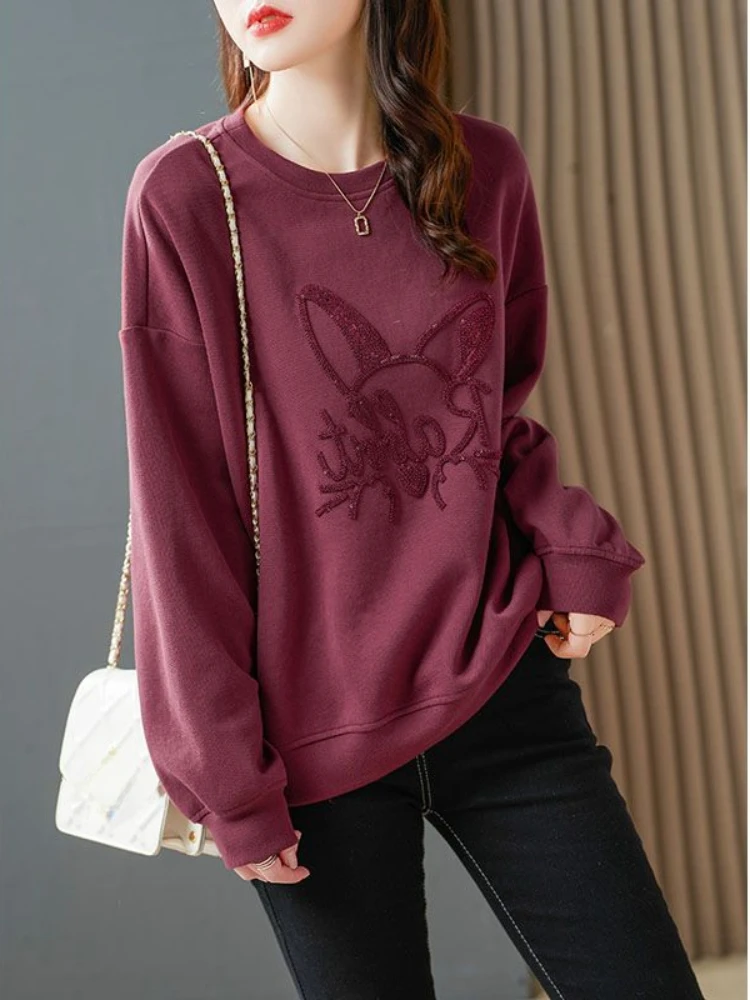 

Женская одежда, свободные топы с графическим рисунком, объемные свитшоты с блестками для женщин, блестящие пуловеры в эстетике Y2k, винтажная повседневная одежда M