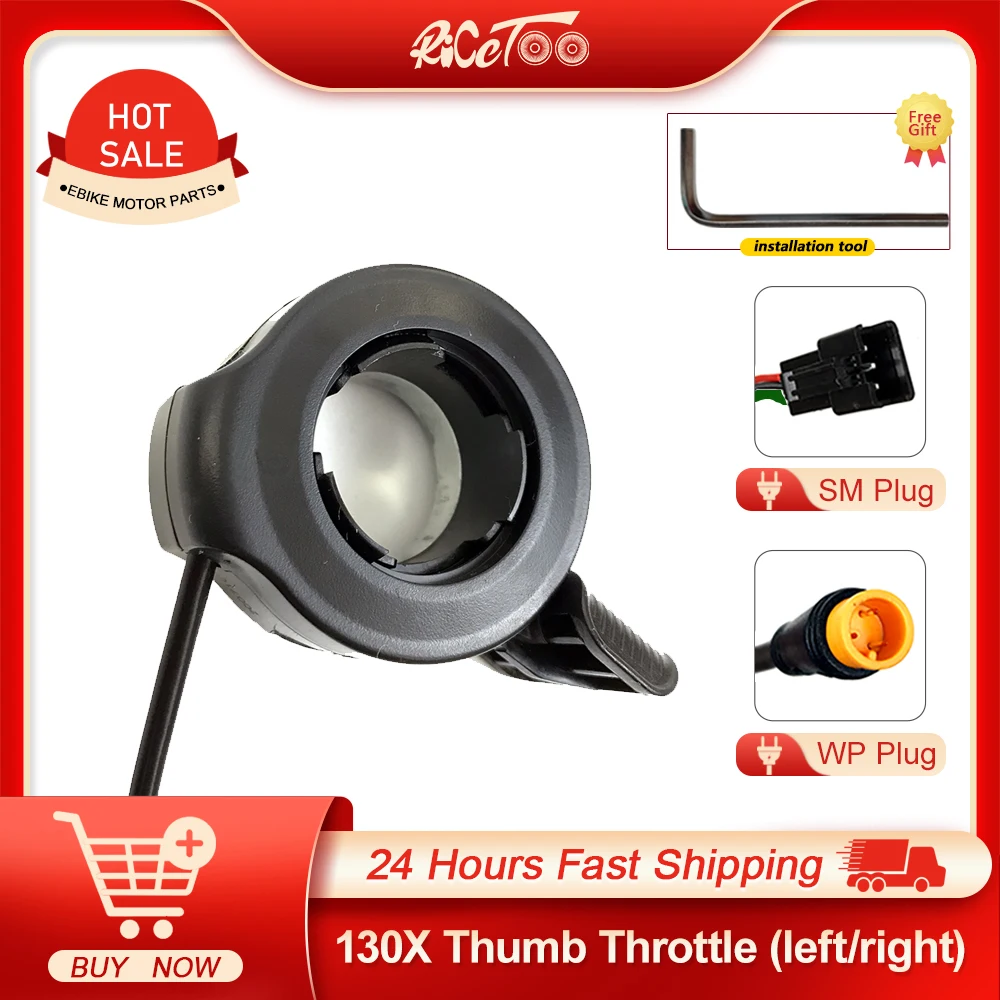 eBike Throttle 130X Thumb Throttle EBike Accelerator 12V-72V Electric Bicycle Throttle SM/Waterproof Plug Ebike Left/Right Hand