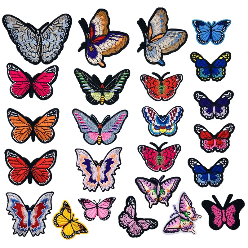 

Butterfly Patch Iron On Patches On Clothes DIY Cartoon Stickers Embroidered Patches For Clothing Hippie Clothes Rock Badge
