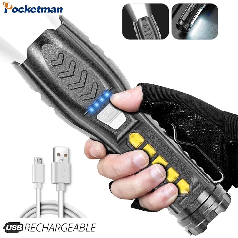 

LED Flashlight High Lumens Extremely Bright Flash Light Water Resistant Torch USB Rechargeable Flashlights for Camping Running