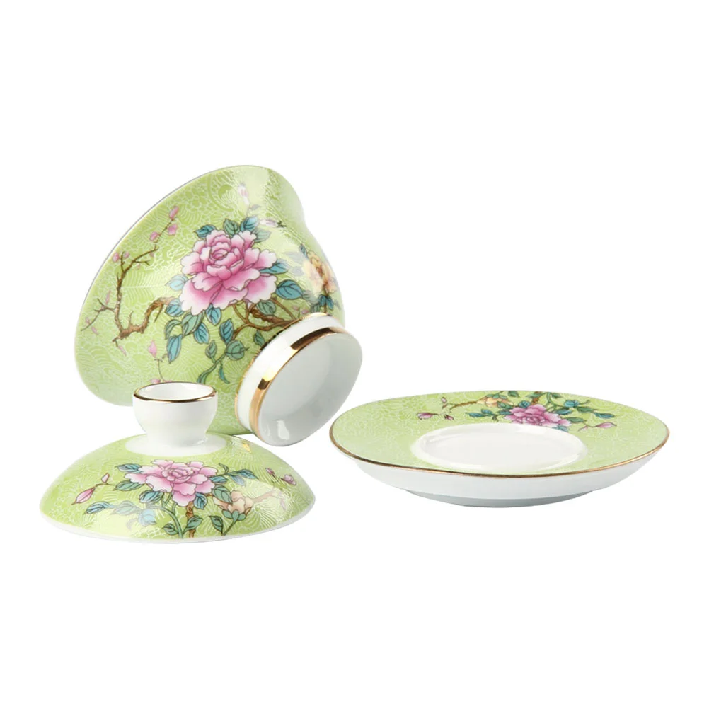 

1 Set Chinese Tea Bowl Classic Traditional Tea Cup with Holder Chic Tea Ware