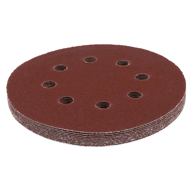 

150Pcs 5 Inch 8 Hole 120 Grit Sand Disc Random Orbit Sandpaper Loop Hook For Sanding Sander