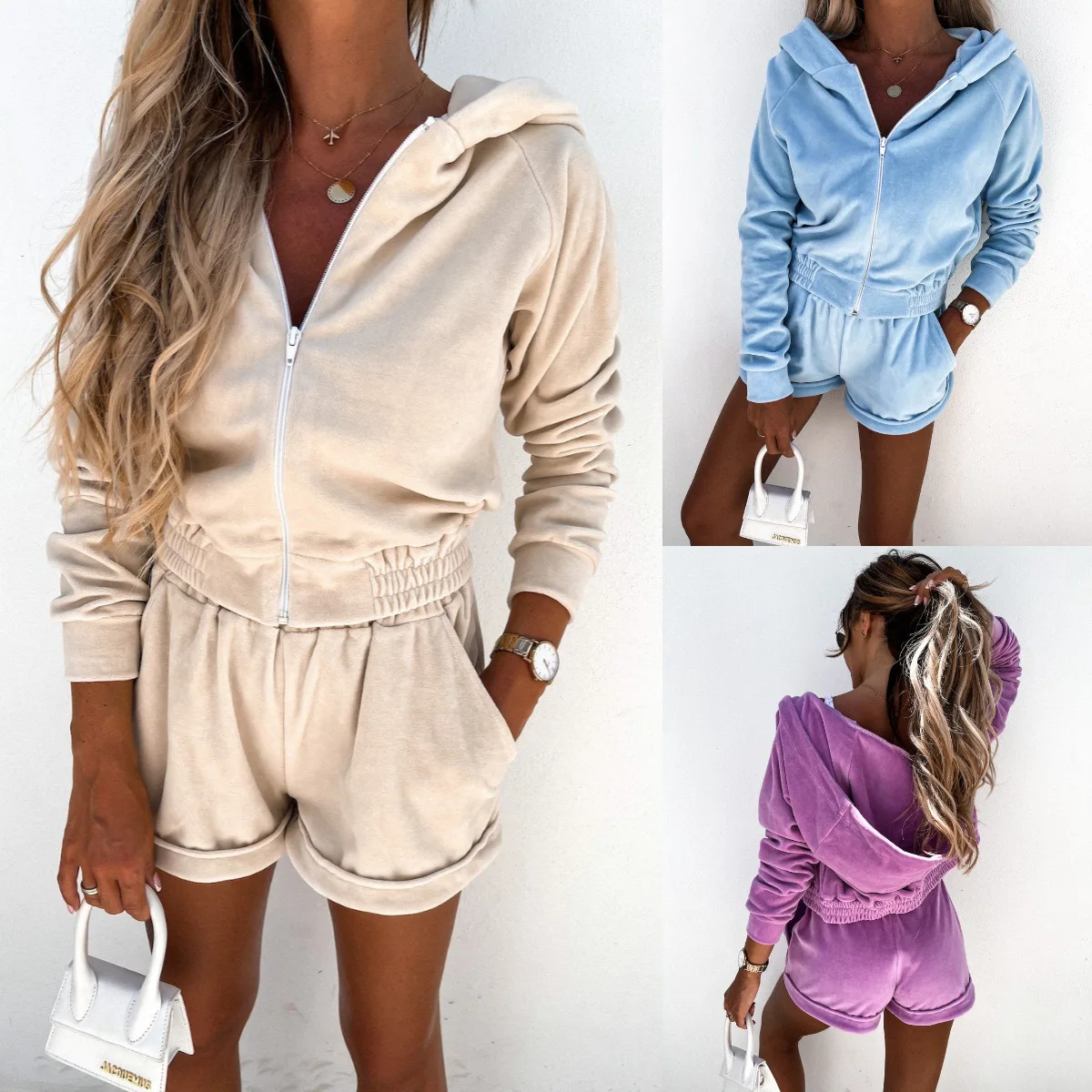 

2022 European and American new women's sweater, sportswear and casual summer Hooded Sweater Set