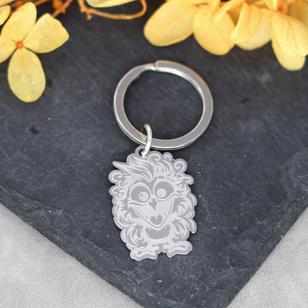 Милый мультяшный бриллиант брелок для ключей кольцо колье из нержавеющей стали