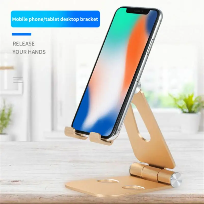 

Aluminum Alloy Smartphone Mount Thickened Silicone Pad Folding Mobile Phone Holder Desktop Portable Desktop Phone Stand