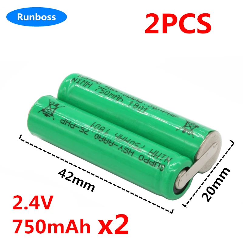 Фото 2 шт./упак. 2,4 В 750 мАч HSY-AAA0.75-PHP Ni-Mh аккумулятор для электробритвы Philips HC3410 HC3426 HC5446 HC5447 HC5450 BT9290 QC5130 №2