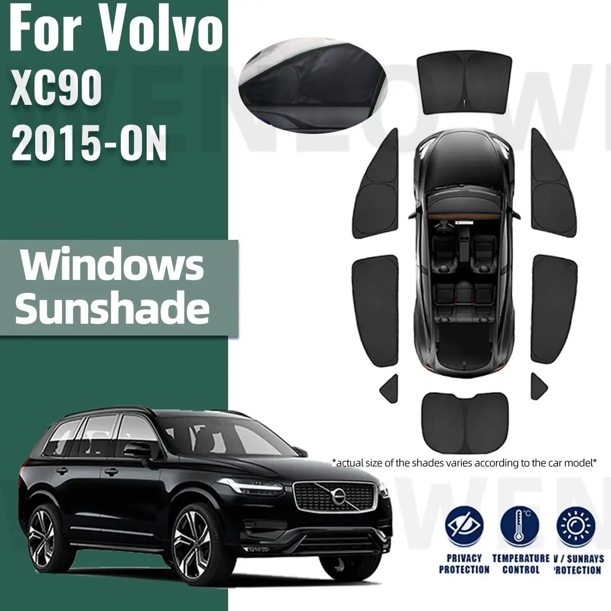 Автомобильный солнцезащитный козырек для Volvo XC90 2015-2023 2024 с полным покрытием