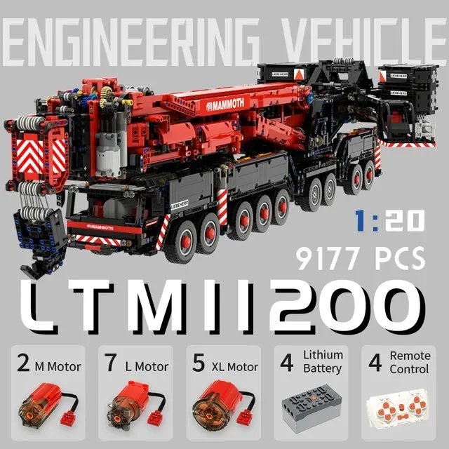 

2024 Newest Version Liebherr LTM11200 Mobile Crane Model Remote Control MOC Building Blocks Toys Bricks Kit Boy Christmas Gifts