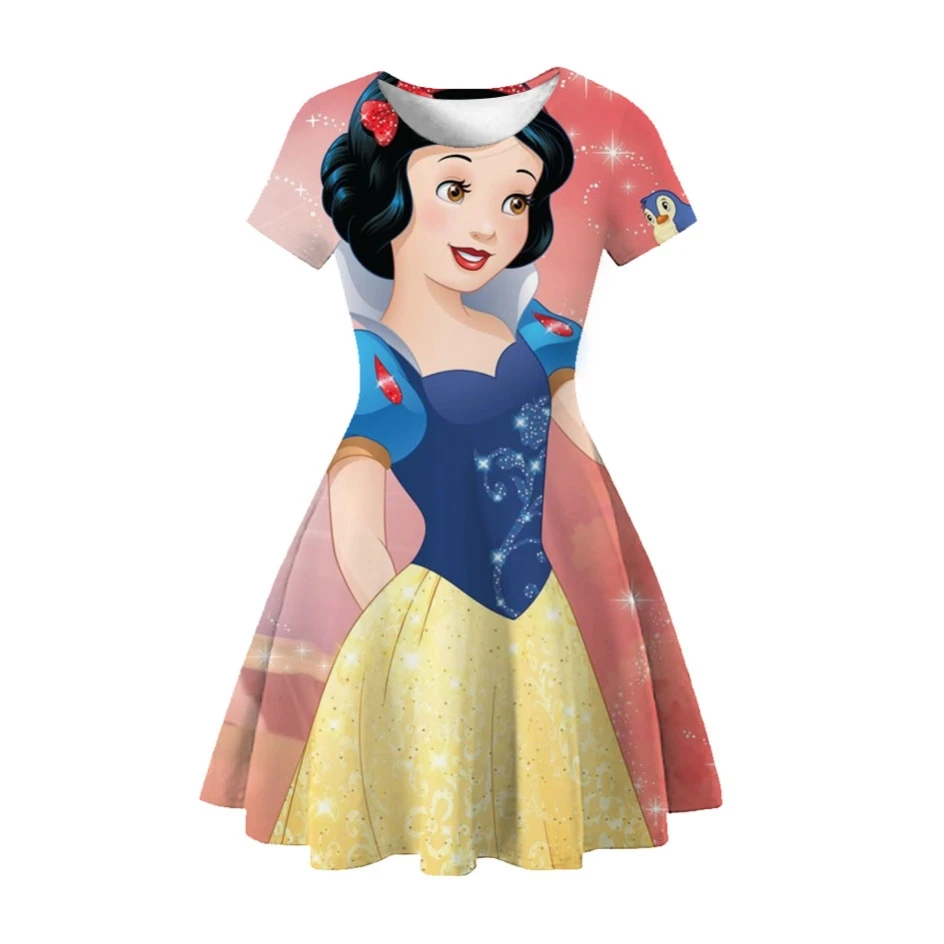 

Disney Summer Princess Dress For Girls Snow White 3D Cosplay Short Sleeve Kids Dress Children Party Birthday Elegance Vestidos