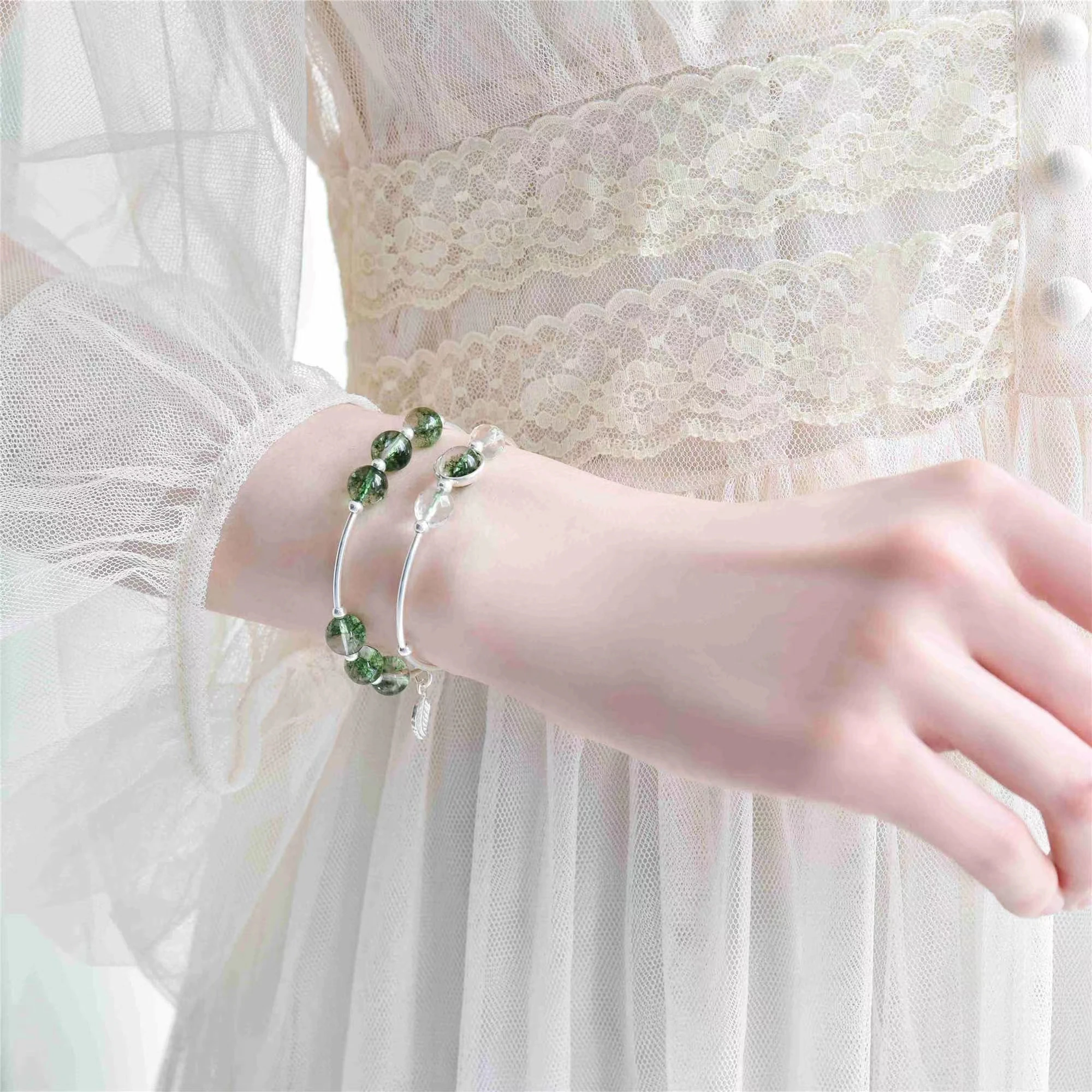 Natural Stones Bracelets Green Beads 8MM 925Silver Pendant Fashion Jewelry for Women Christmas Gift 2023 Novelty Рук Kебаб