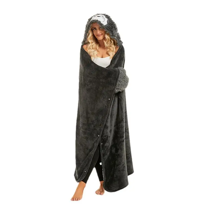 

Wearable Blanket Hoodie Big Plush Cozy Hooded Blanket Flannel Blanket With Sleeves Winter Hoodies Flannel Fleece Blankets