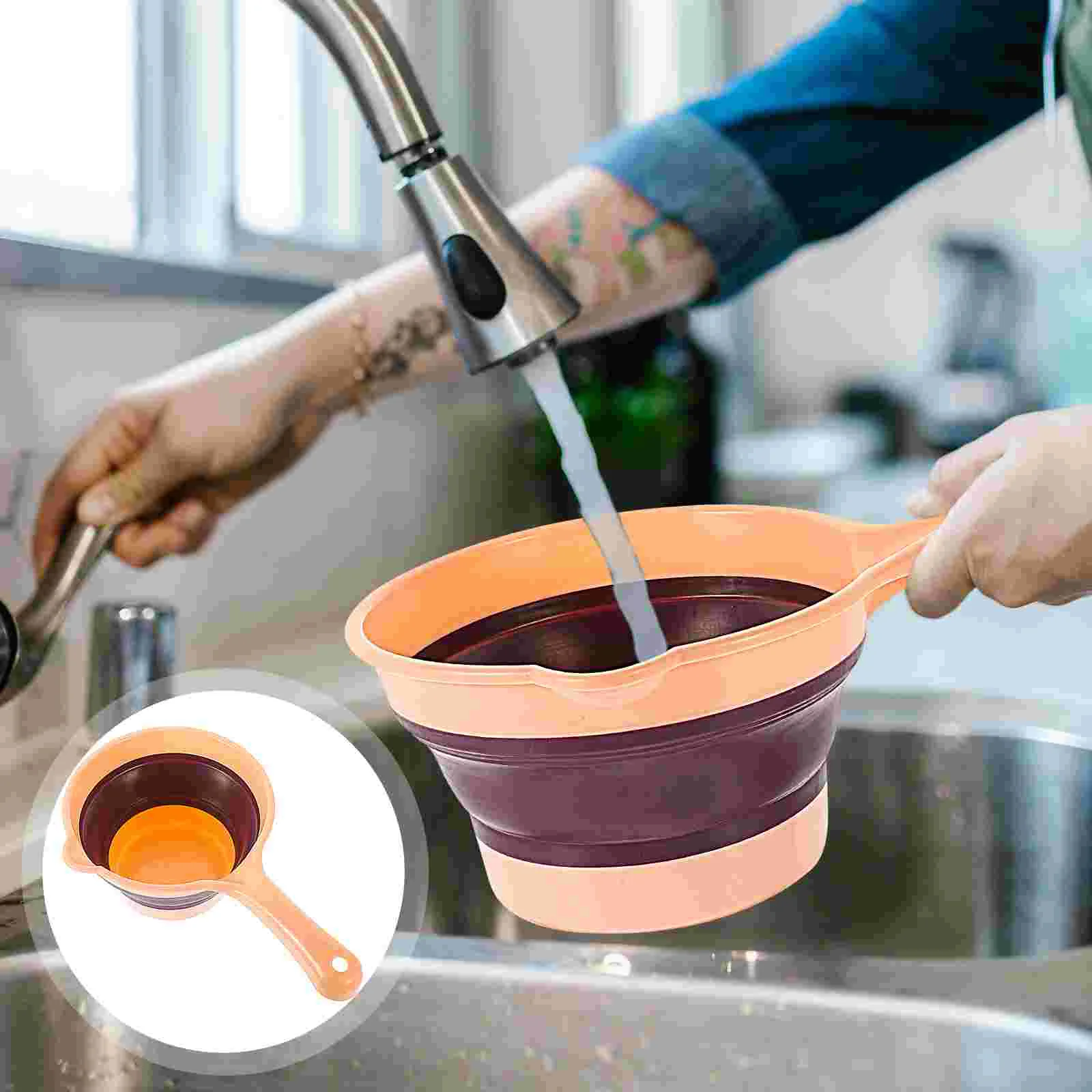 

Ladle Water Scoop Bath Cup Kitchen Dipper Collapsible Rinsebathroom Bucket Spoon Big Folding Bottle Handle Shampoo Hair Bathing
