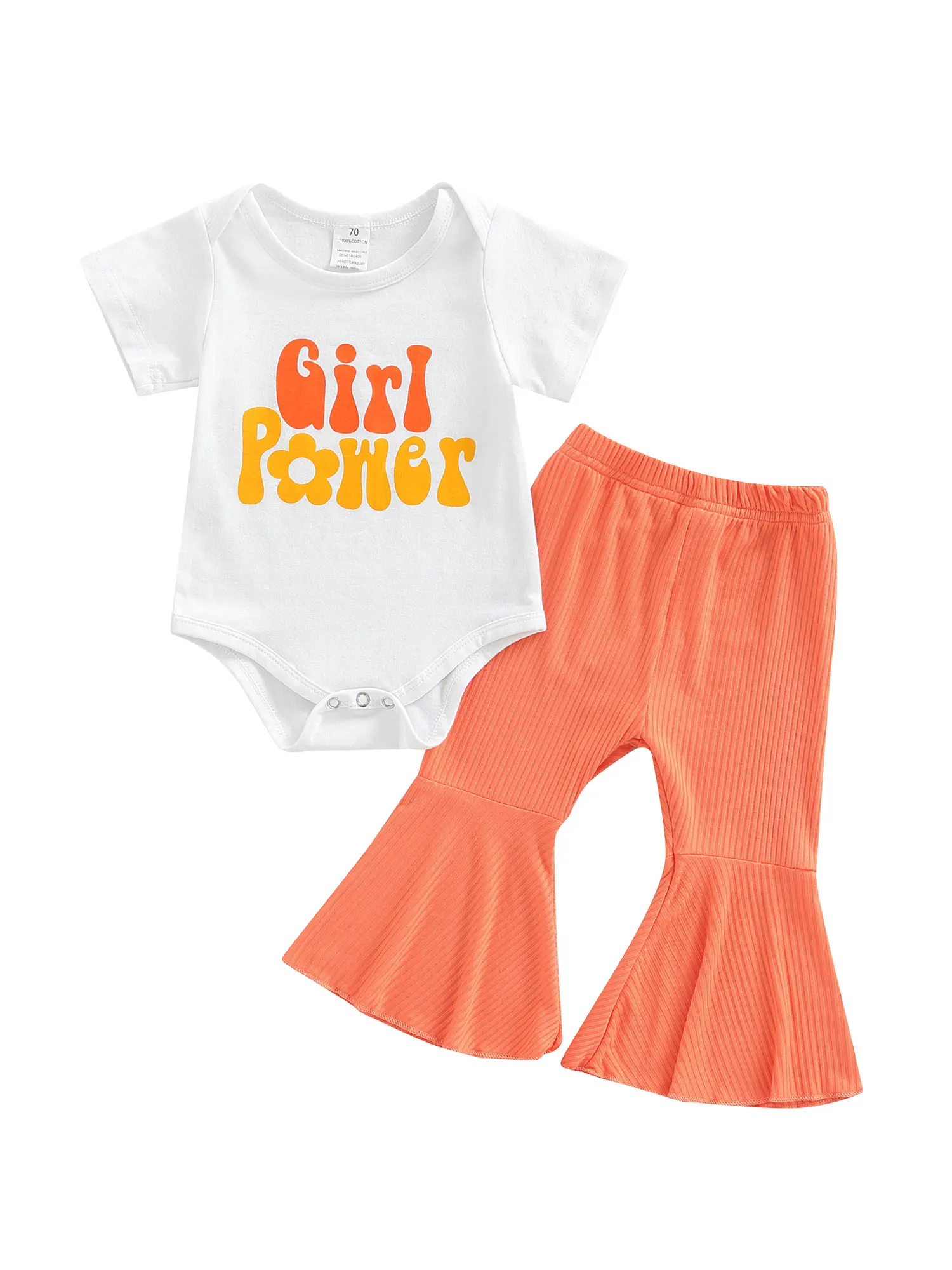 

Toddler Baby Girls Summer Outfit Sweet Short Sleeve Bodysuit Donut Shorts Flare Pants Headband 3PCS