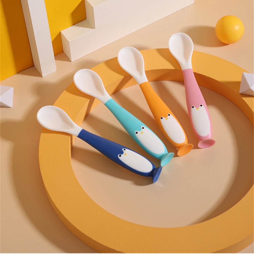 

Feeding Cutlery With Suction Cup Non-slip Learning To Eat Can Bend Portable Baby Accessories Childrens Twist Fork Spoon Set