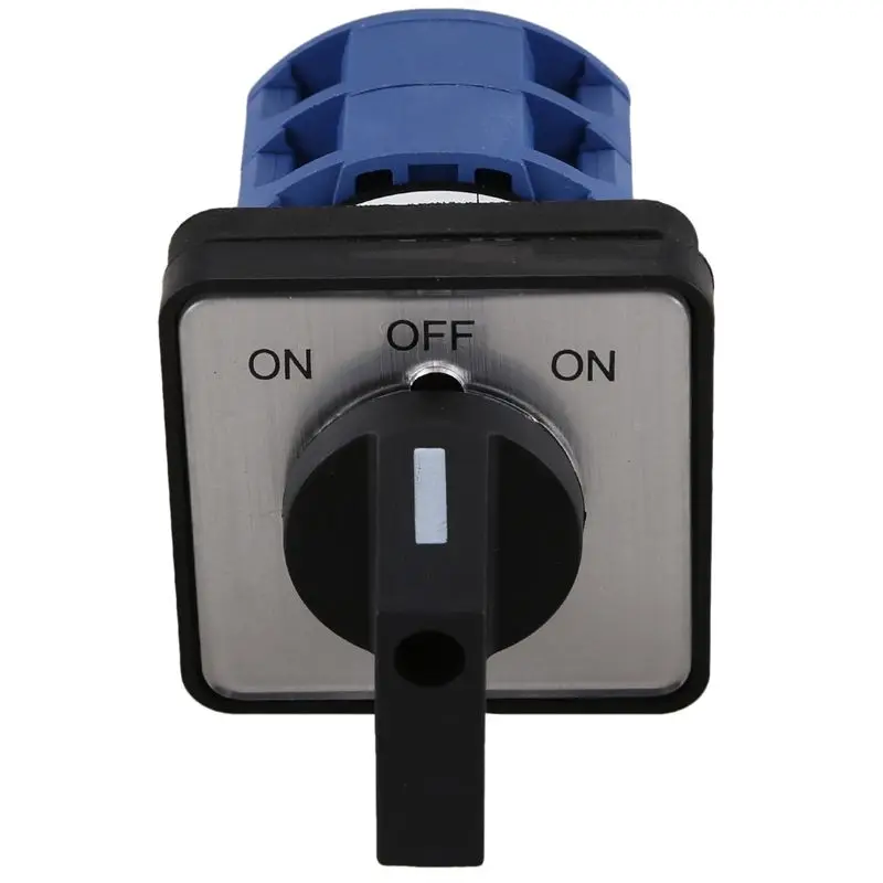 Фото Переключатель поворотный пластиковый BAAJ-4X AC660V 25A, 2-полюсный, 3-позиционный, мгновенного действия, синий+черный №3