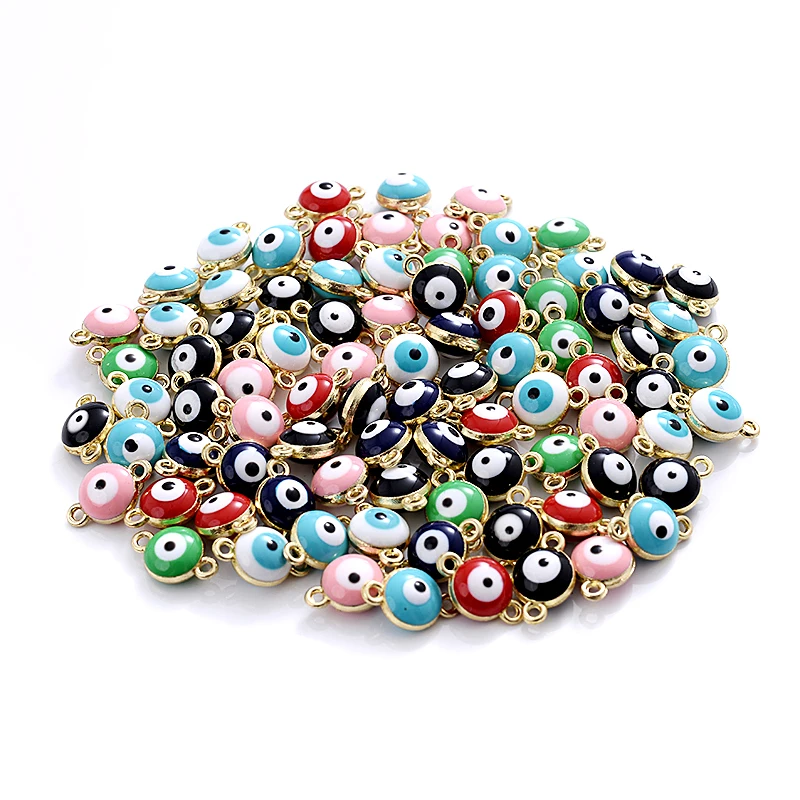 

30Pcs/Pack 7x11mm Charm Mixed Round Eyeball Pendant Classic Double Circle Resin Pendant For Jewelry Making DIY Necklace Bracelet