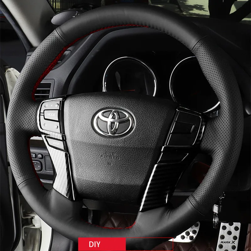 

For Toyota Mark X2007-2013 DIY Custom Leather Hand Sewn Steering Wheel Cover
