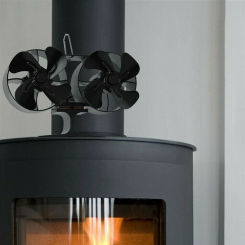 

8 Blade Wood Stove Fan Heat Powered Eco Fireplace Fan Burner Double Motor Quiet Fan Home Efficient Heat Distribution